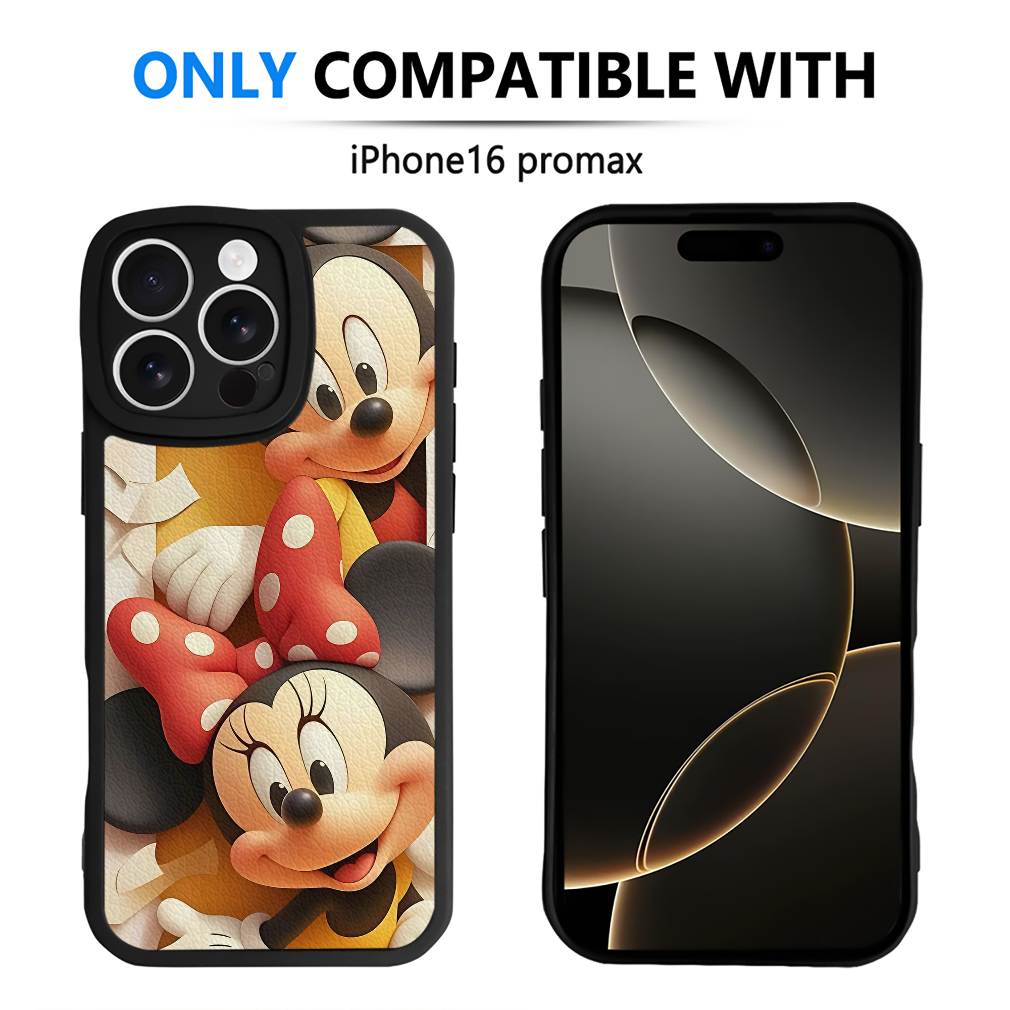 （画像用） ミッキーマウス Mickey Mouse 【iPhone 16シリーズ対応】シリコンスマホケース（レザー調） 材質：シリコン